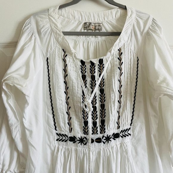 Beautiful Vintage Soul Boho Peasant Embroidered Cotton Top Size L - Picture 7 of 8